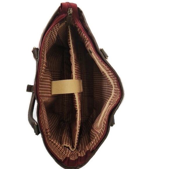 Chaps Women's Large Burgundy Nylon Shoulder Tote Laptop Bag - Picture 5 of 5